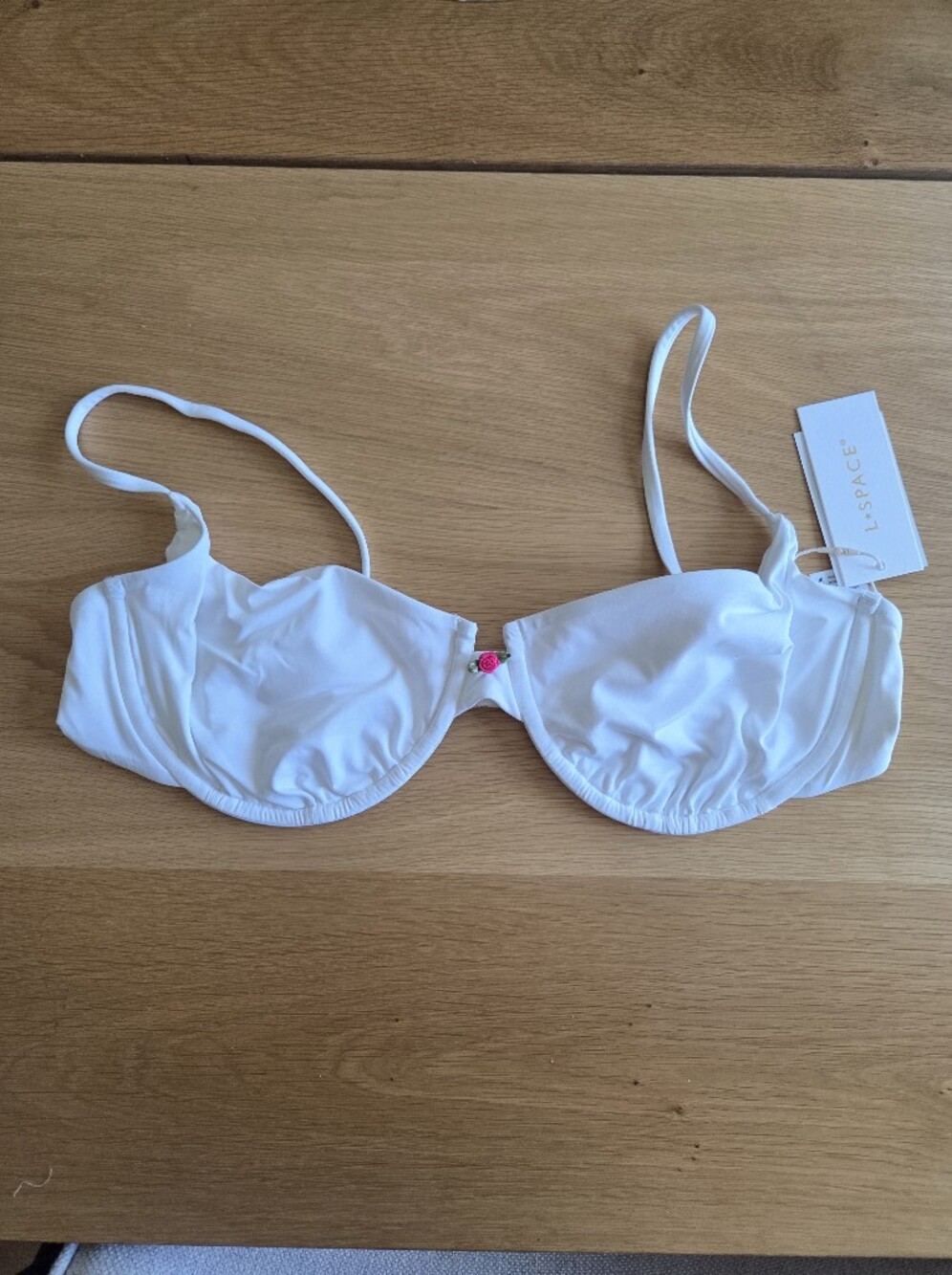 NWT L*Space Belle Top XL White Bikini Top Designer Swimwear